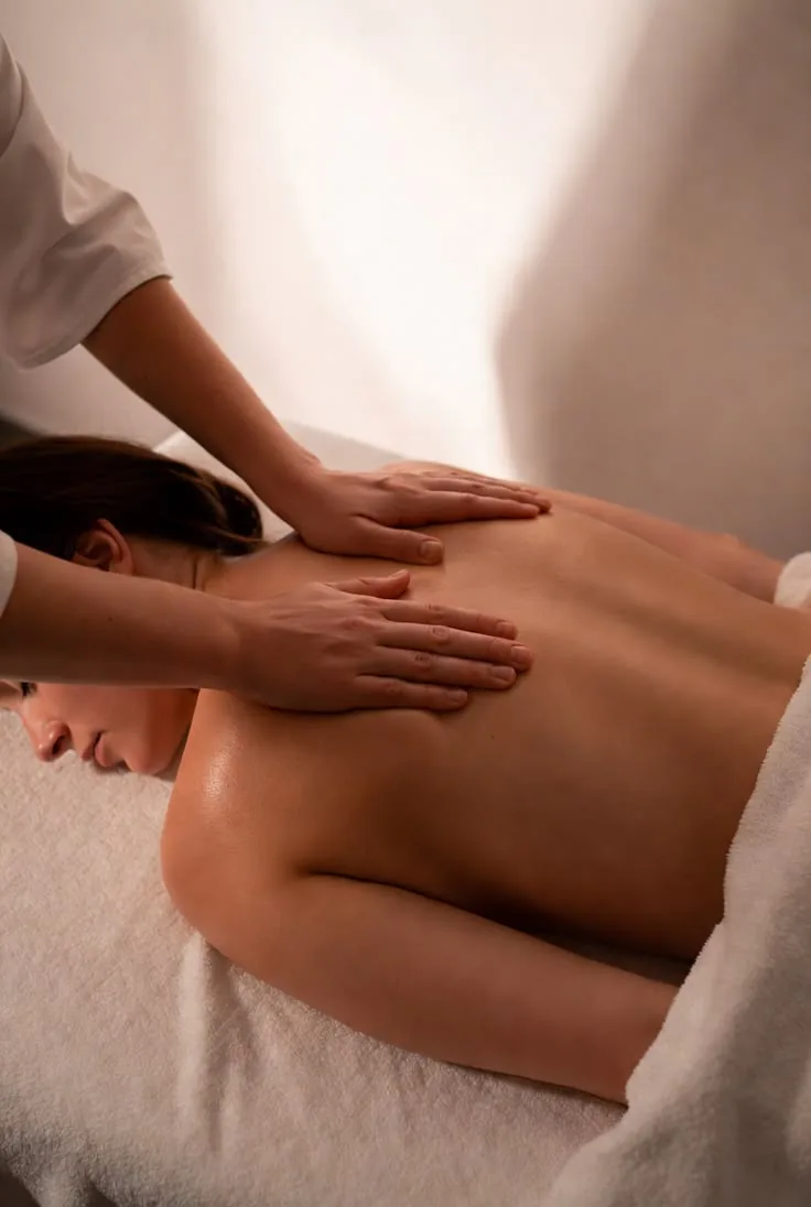 A calming body treatment in a softly lit treatment room